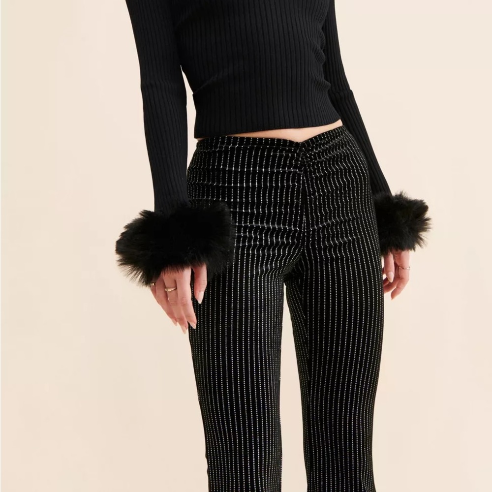 Urban Outfitters Apolonia Velvet Sparkle Flare Pant Small NWT